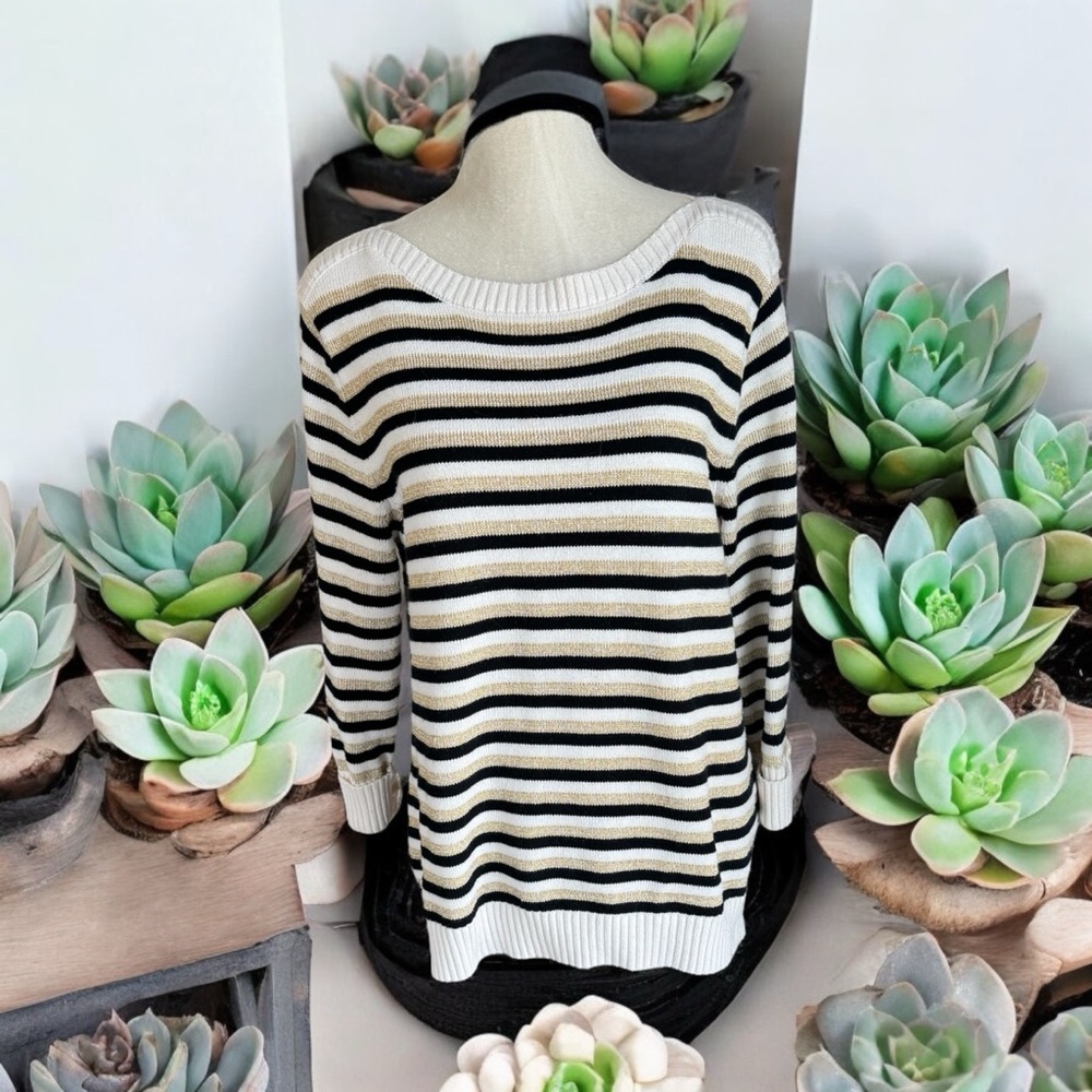 Karen Scott Multi Colored Striped Sweater